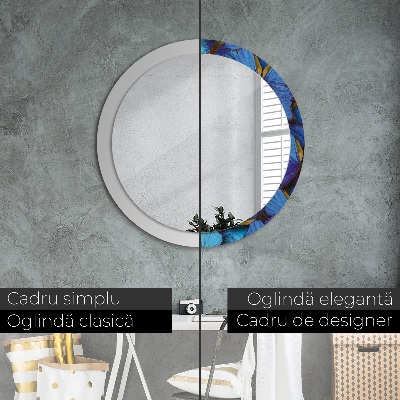 Miroir rond imprimé Papillon bleu et vert