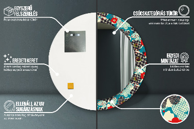 Miroir rond imprimé Motif de fleurs rétro