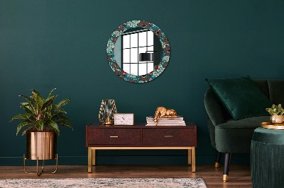 Miroir rond imprimé Motif de fleurs rétro