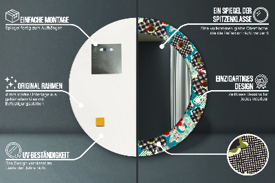 Miroir rond imprimé Motif de fleurs rétro