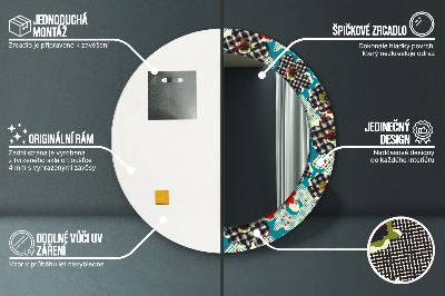 Miroir rond imprimé Motif de fleurs rétro