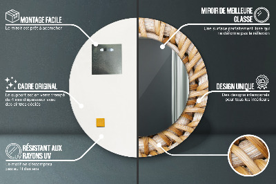 Miroir rond imprimé Tresse naturelle