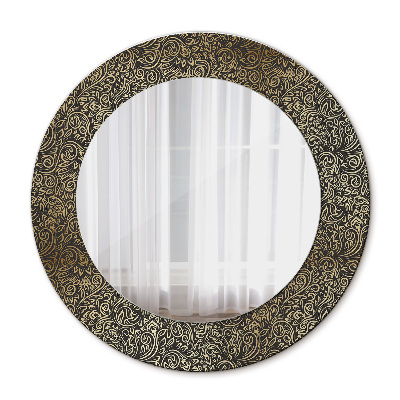 Miroir rond imprimé Ornements en or