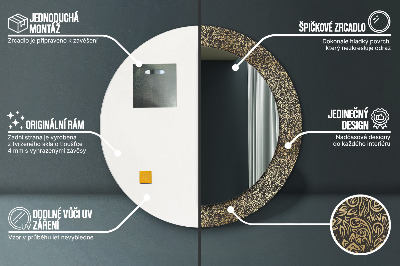 Miroir rond imprimé Ornements en or