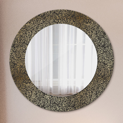Miroir rond imprimé Ornements en or