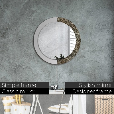 Miroir rond imprimé Ornements en or