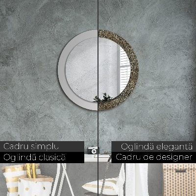 Miroir rond imprimé Ornements en or