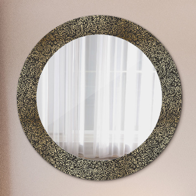 Miroir rond imprimé Ornements en or