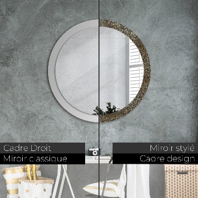 Miroir rond imprimé Ornements en or