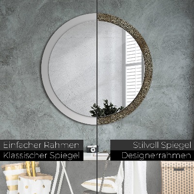 Miroir rond imprimé Ornements en or