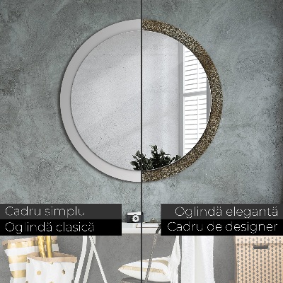 Miroir rond imprimé Ornements en or