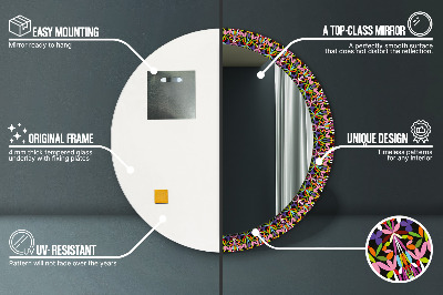 Miroir rond avec décoration Motif de mandala psychédélique