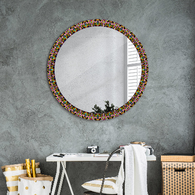 Miroir rond avec décoration Motif de mandala psychédélique