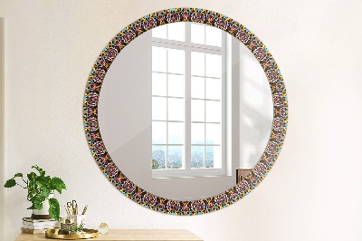 Miroir rond avec décoration Motif de mandala psychédélique