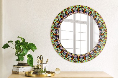 Miroir rond avec décoration Motif de mandala psychédélique