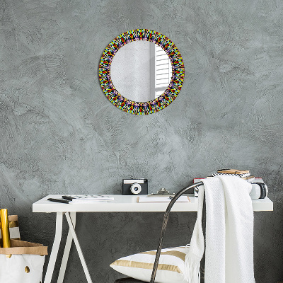 Miroir rond avec décoration Motif de mandala psychédélique