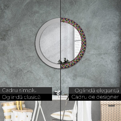 Miroir rond avec décoration Motif de mandala psychédélique