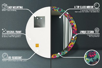 Miroir rond imprimé Fleurs peintes à la main