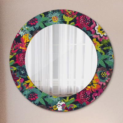 Miroir rond imprimé Fleurs peintes à la main