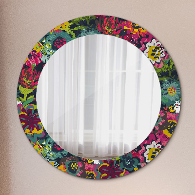 Miroir rond imprimé Fleurs peintes à la main