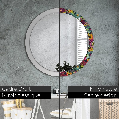 Miroir rond imprimé Fleurs peintes à la main