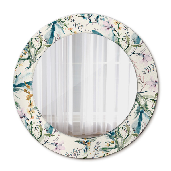 Miroir rond avec décoration Fleurs à l'aquarelle