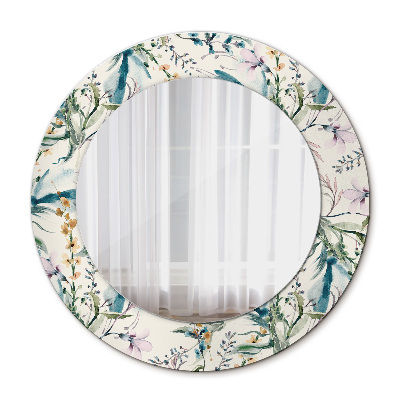 Miroir rond avec décoration Fleurs à l'aquarelle