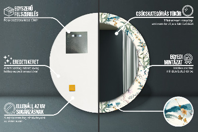 Miroir rond avec décoration Fleurs à l'aquarelle