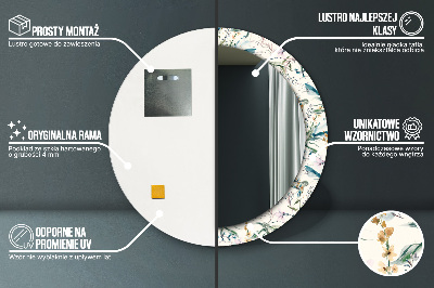 Miroir rond avec décoration Fleurs à l'aquarelle