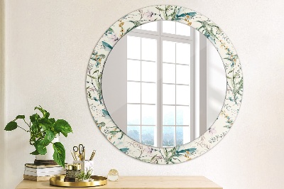 Miroir rond avec décoration Fleurs à l'aquarelle