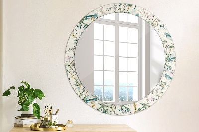 Miroir rond avec décoration Fleurs à l'aquarelle