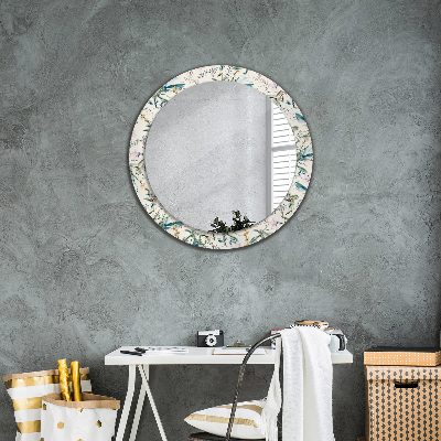 Miroir rond avec décoration Fleurs à l'aquarelle