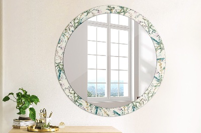 Miroir rond avec décoration Fleurs à l'aquarelle
