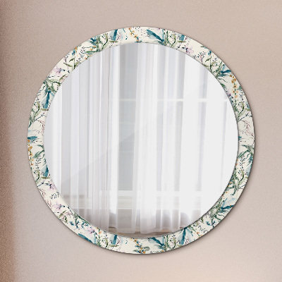 Miroir rond avec décoration Fleurs à l'aquarelle