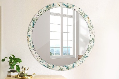 Miroir rond avec décoration Fleurs à l'aquarelle