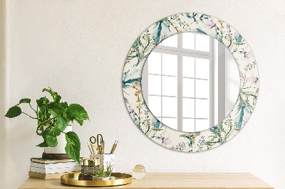 Miroir rond avec décoration Fleurs à l'aquarelle
