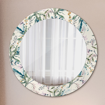 Miroir rond avec décoration Fleurs à l'aquarelle