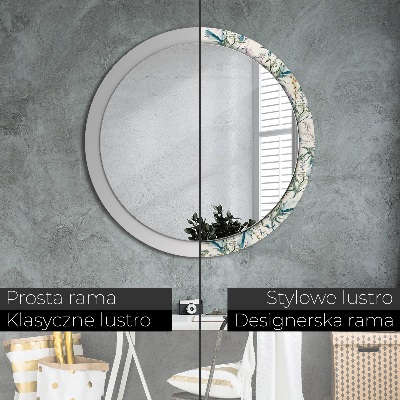 Miroir rond avec décoration Fleurs à l'aquarelle