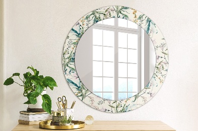 Miroir rond avec décoration Fleurs à l'aquarelle