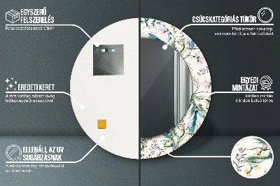 Miroir rond avec décoration Fleurs à l'aquarelle