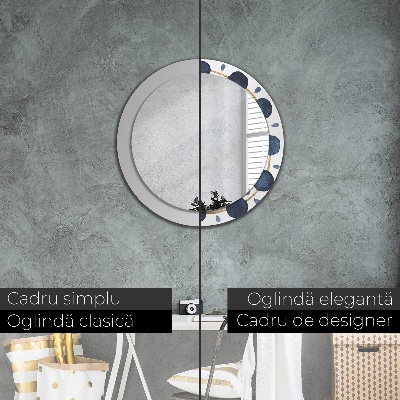 Miroir rond avec décoration Mandala de la lune