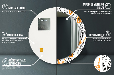 Miroir rond avec décoration Motif papaye