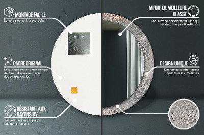 Miroir rond imprimé Béton vintage