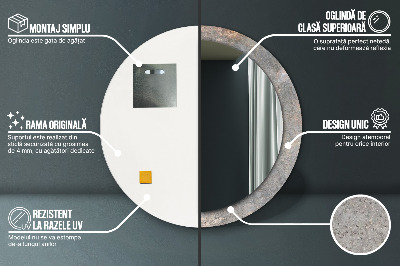 Miroir rond imprimé Béton vintage