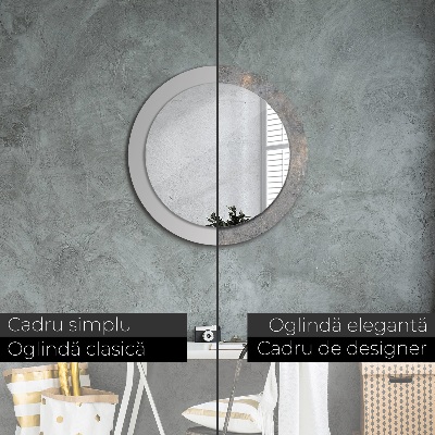 Miroir rond imprimé Béton vintage