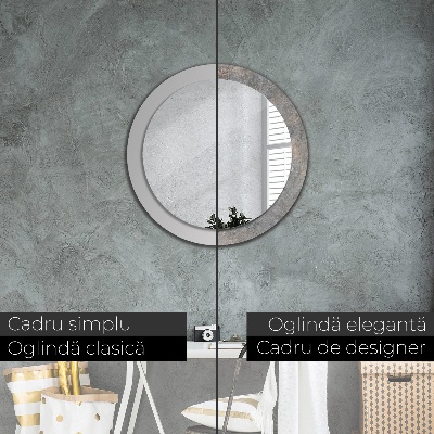 Miroir rond imprimé Béton vintage