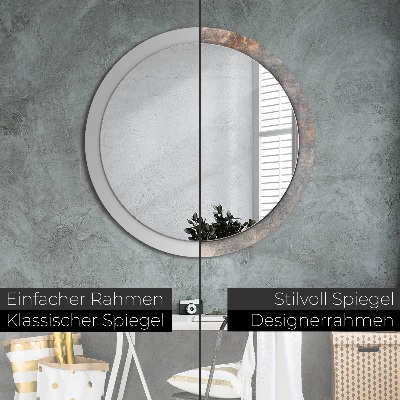Miroir rond imprimé Béton vintage