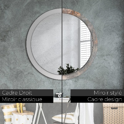 Miroir rond imprimé Béton vintage