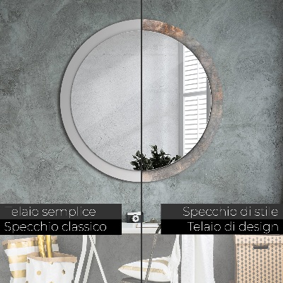 Miroir rond imprimé Béton vintage