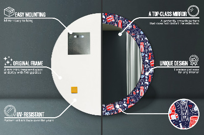 Miroir rond avec décoration Le symbole de londres